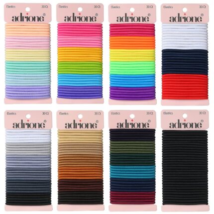 A large pack of 288 ADRIONE colorful hair ties, featuring a wide array of 40 different vibrant colors.