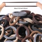 A pile of 100 brown seamless elastic hair ties, soft and stretchy, ideal for women and girls with all hair types.