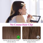 Set of six D creaseless hair clips in black, pink, and white with golden handles, arranged on a surface.