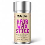 Dolahair Hair Wax Stick for sleek hairstyles, showing the product in hand smoothing down flyaway hairs.