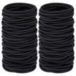 A pile of assorted B (120 PCS) multicolored Hageolan hair ties, showcasing their thickness and elasticity.
