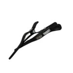 Two black cushion grip hair clips, designed for professional sectioning and styling, shown against a neutral background.