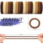 A pile of 100 brown, seamless cotton hair ties, showcasing their soft texture and elasticity.