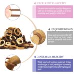 A pile of 100 brown, seamless cotton hair ties, showcasing their soft texture and elasticity.