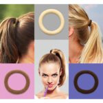 A pile of 100 brown, seamless cotton hair ties, showcasing their soft texture and elasticity.