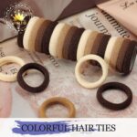 A pile of 100 brown, seamless cotton hair ties, showcasing their soft texture and elasticity.