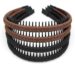 Four multi-colored zig zag headbands for women, shown in a pack, designed for non-slip hair styling.