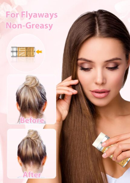 A girlish pink Samnyte hair wax stick with a pink slick back brush, a rat tail comb, and an edge brush.