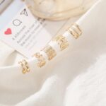 Close-up of 20 gold metal alloy hair braid clips and non-piercing ear clips in various decorative styles.