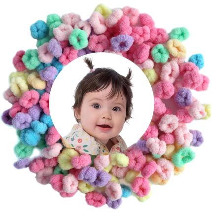 A pile of WDGROW mini hair ties in various bright colors, suitable for babies and toddlers.